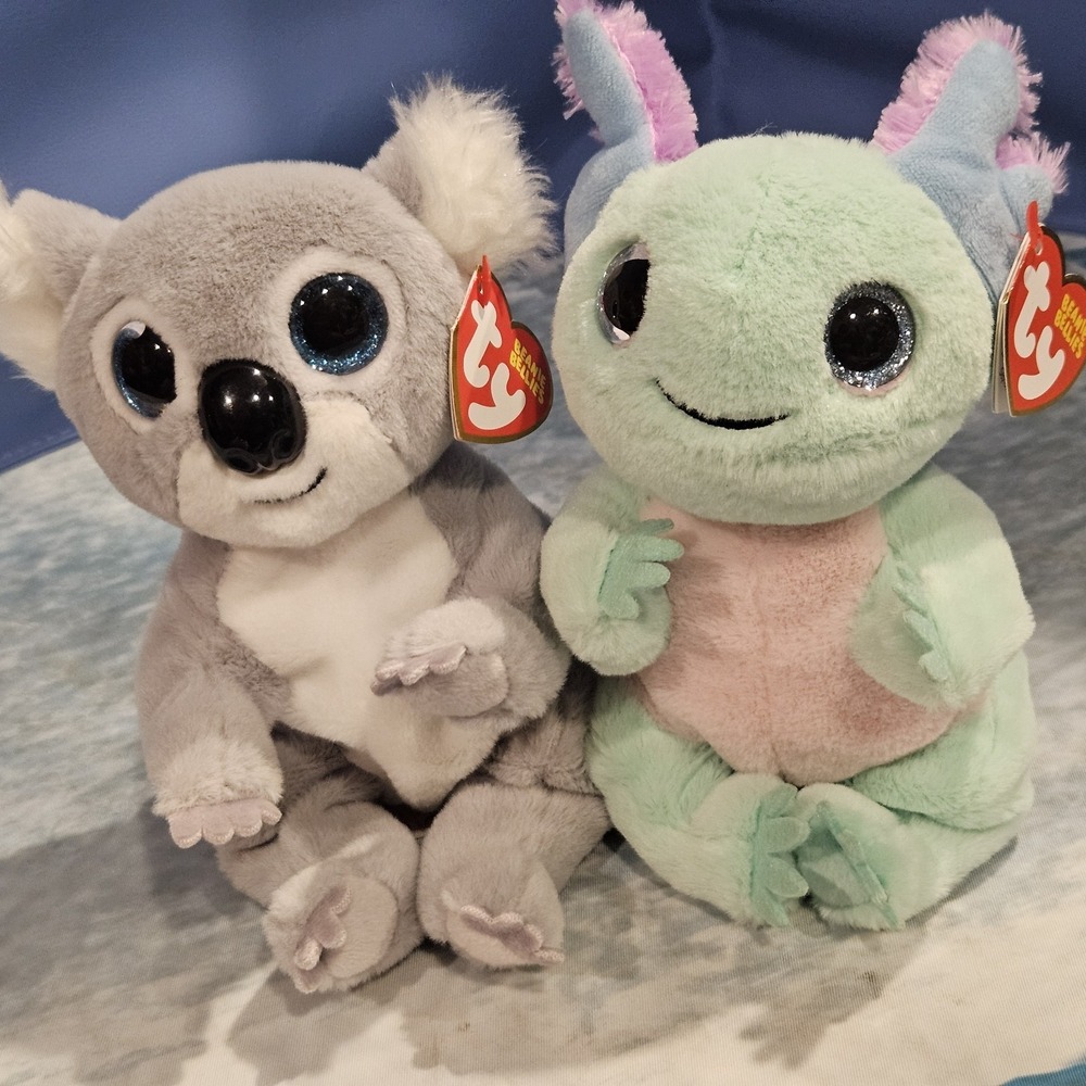 TY Beanie Bellies Alex Axolotl Melly Koala Plush Bundle w/ Tags